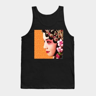 Chinese Opera Star with Orange and Yellow Cloud Pattern- Hong Kong Retro Tank Top